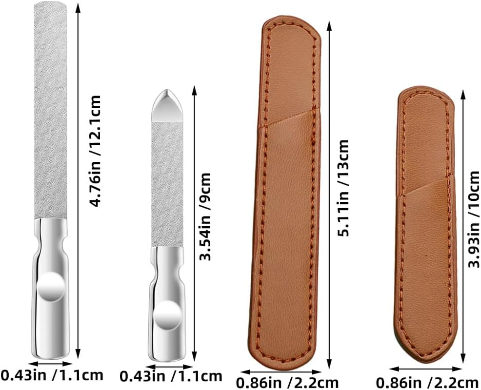 WOONEKY 1 Set Nail File: Double Sided Stainless Steel Nail File with - Portable Manicure Fingernail Buffer Care Tools for Home Travel Use image number 6