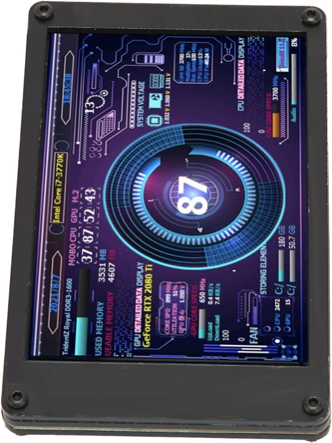 3.5 Inch Computer Temp Monitor, PC Temperature Display Computer Sensor Panel, PC CPU Data Monitor for PC CPU RAM Data image number 1