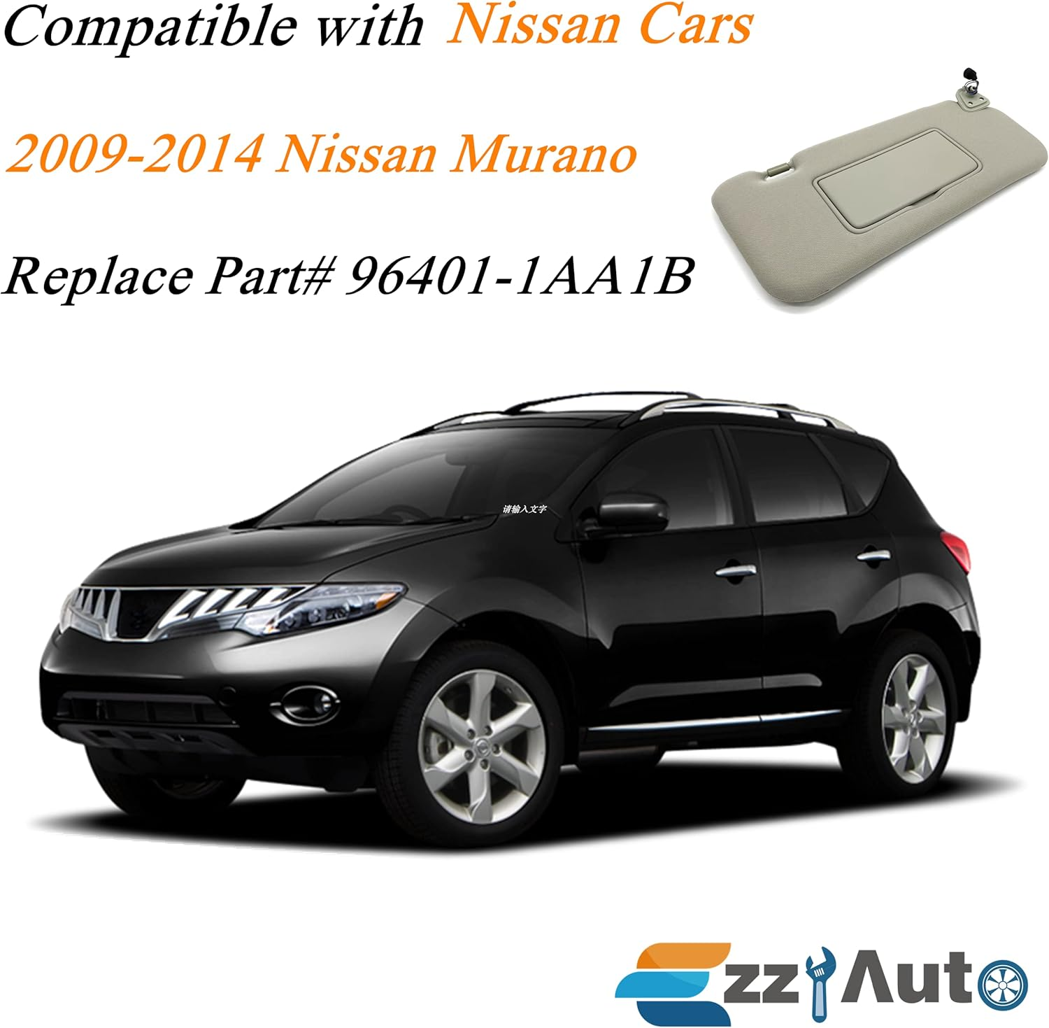 Ezzy Auto Gray Right Passenger Side Sun Visor Compatible with Nissan Murano 2009 2010 2011 2012 2013 2014 96401-1AA1B image number 3