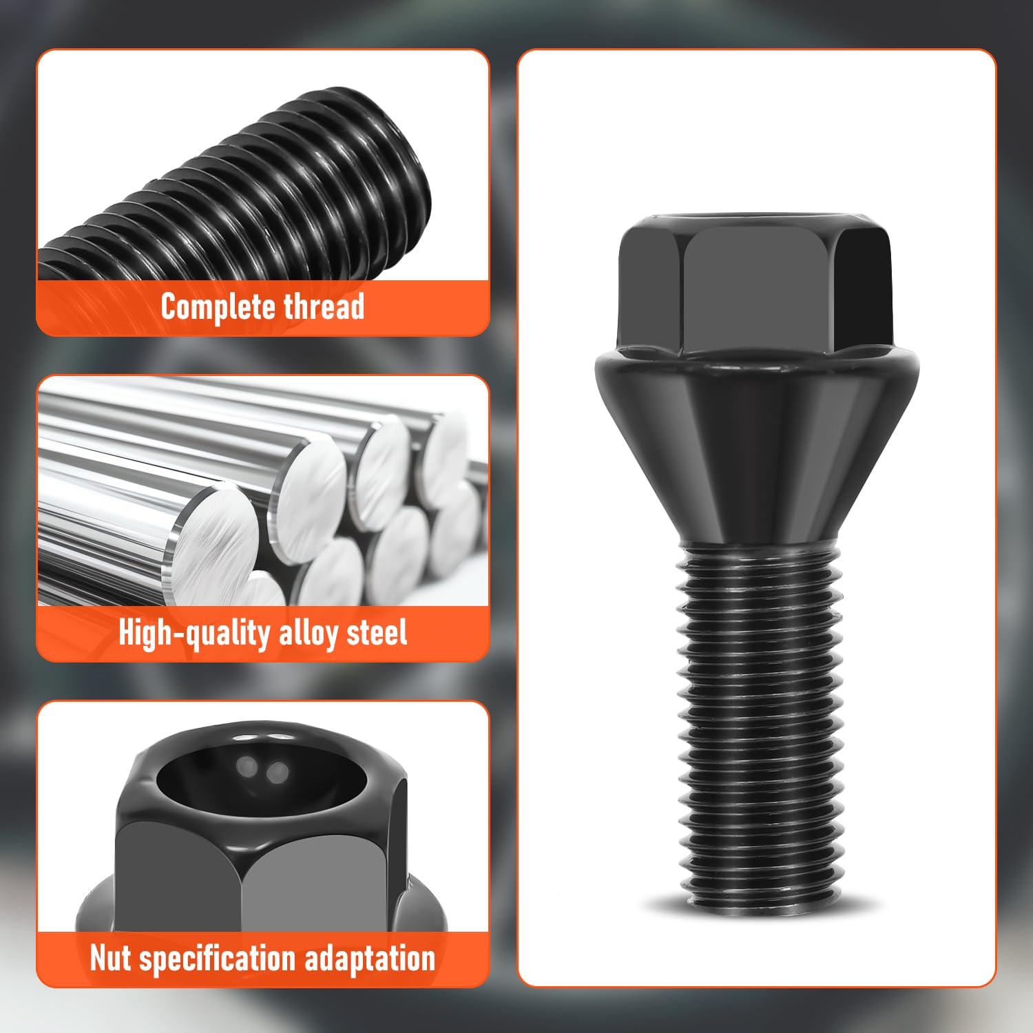 Wayjun 4 Pcs Wheel Lug Nuts M14 X 1.25 for BMW F30 F35 F10 F02 E70 36136781151 image number 6