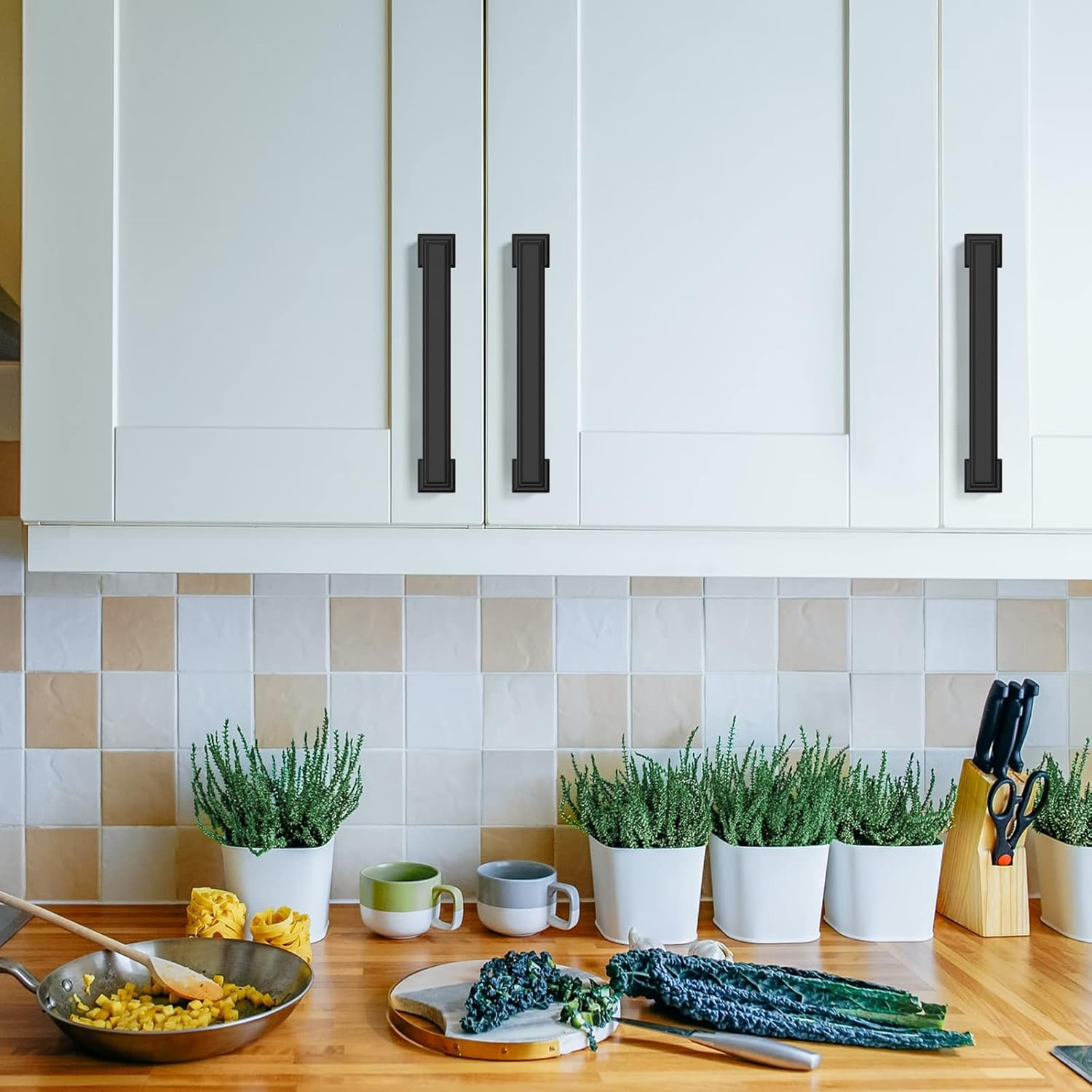 Asidrama 10 Pack 5 Inch(128Mm) Matte Black Kitchen Cabinet Handles Cabinet Pulls Kitchen Cabinet Hardware for Cupboard Drawer Pulls image number 3