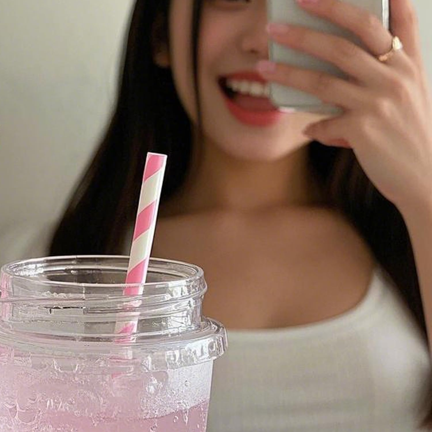 100 Pcs Paper Drinking Straws, Biodegradable Paper Straws for Juice, Shakes, Cocktail, Coffee, Milkshakes, Soda, Smoothies (A) image number 1