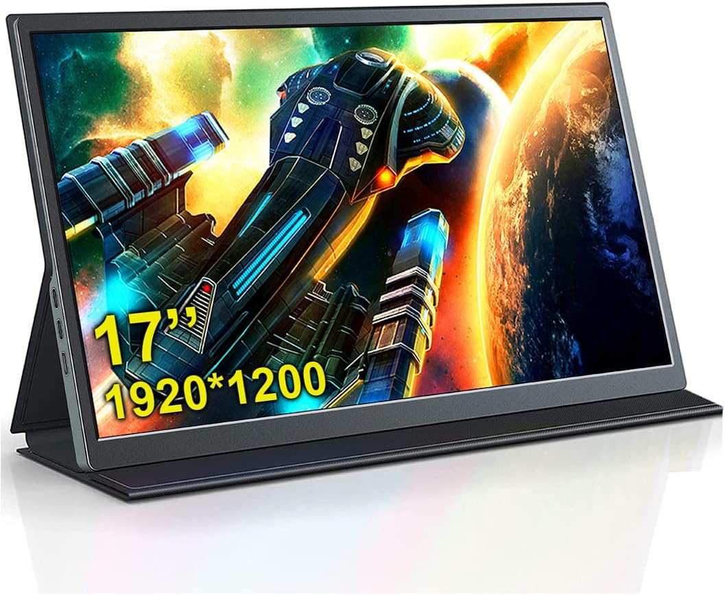 13.3 Inch USB C Portable Monitor, 1080P Mobile Screen with Dual Type-C Mini HDMI, Lightweight, HDR, Narrow Bezel for Laptop PC Phone Mac Surface Game Console