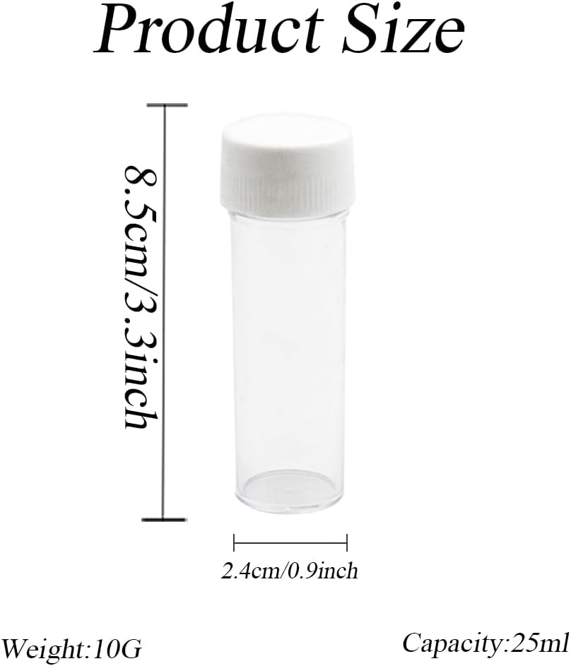 12PCS 25Ml/0.85Oz Empty Reusable Clear Plastic Sample Bottles Sputum Culture Testing Tube with White Screw Cap Cosmetic Vial Storage Containers for Scientific Experiment image number 3