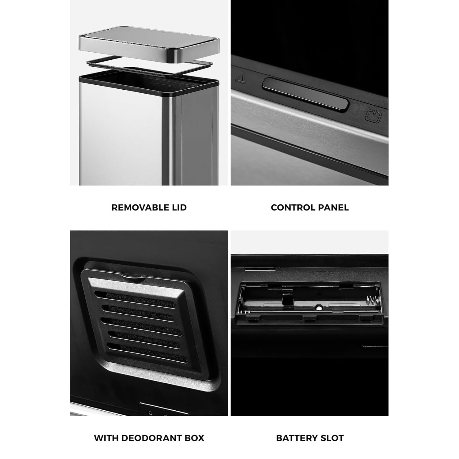 Oikiture 75L Motion Sensor Bin Automatic Touchless Rubbish Bin with Dual Operation Modes Stainless Steel Trash Can with Soft Close Lid Deodoriser Hands Free Waste Bin for Kitchen Home Office Silver image number 6