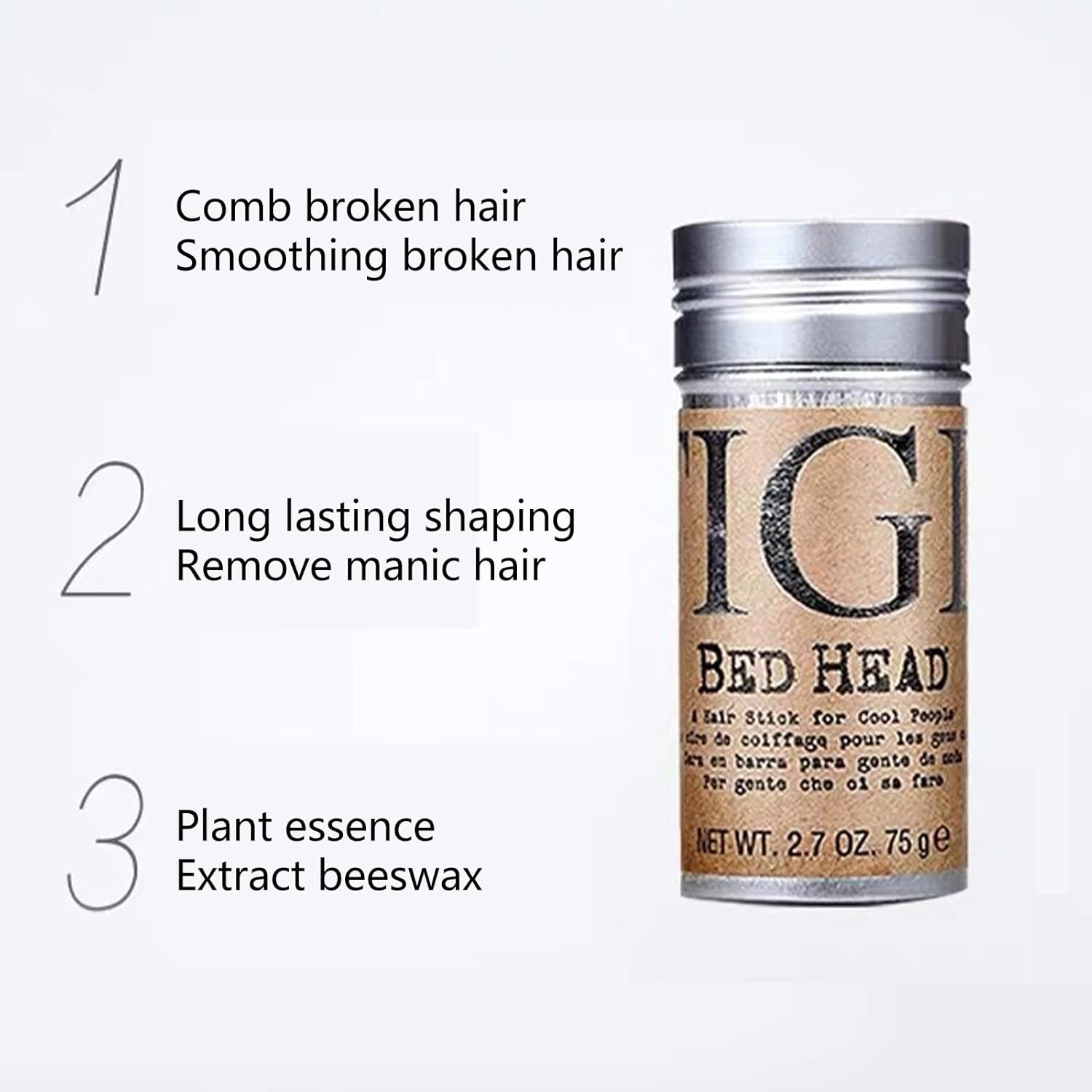 Hair Wax Stick, Styling Wax Stick Hair Wax Hairstyle Gel Stick Hair Modelling Wax Stick, Styling Hair Wax, for Wigs, Hair Strands, Broken Hair and Frizzy Hair, Frizz, 75 G image number 3