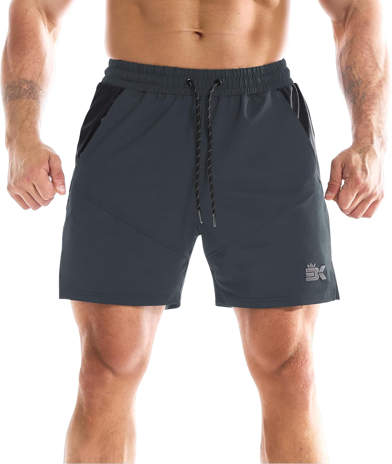 BROKIG Men'S Gym Sports Shorts, Drylite Workout Fitness Running Athletic Short 5" Quick Dry with Mesh Pockets image number 3