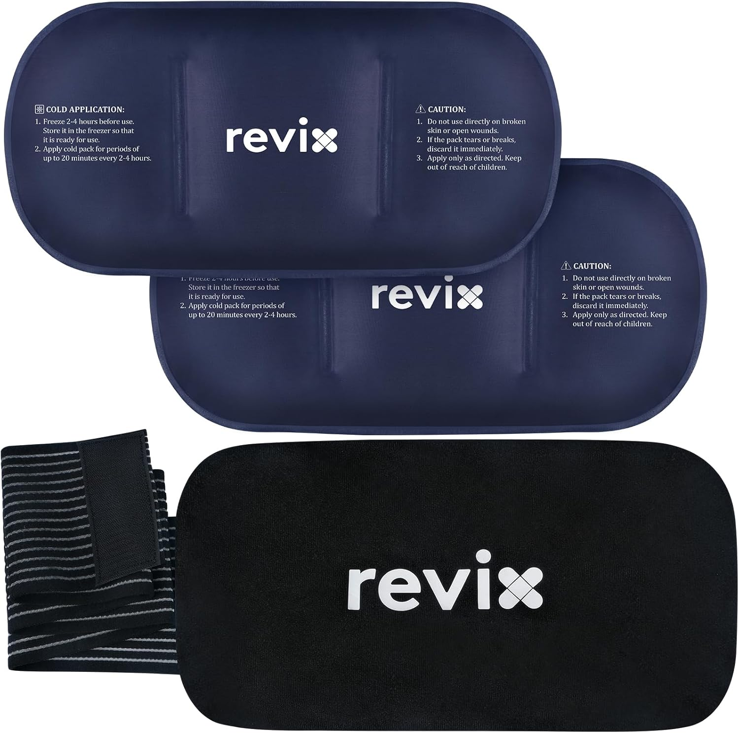 REVIX Ice Packs for Injuries Reusable (3-Piece Set) &ndash; Gel Cold Packs 14"X7" Large Ice Pack for Back, Shoulder, Hip and Knee, Long-Lasting Cold Compress for Enhancing Comfort and Soothing Fatigue image number 1