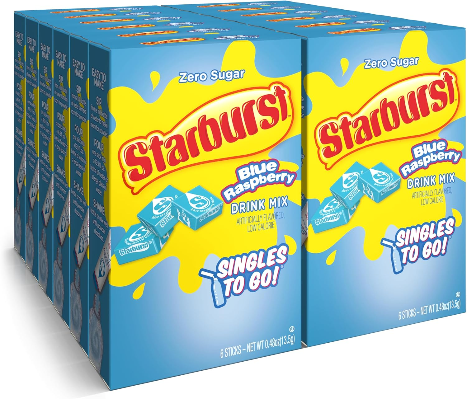 Starburst Singles to Go Powdered Drink Mix, All Pink Strawberry, 12 Boxes with 6 Packets Each - 72 Total Servings, Sugar-Free Drink Powder, Just Add Water, 0.87 Pound (Pack of 12)