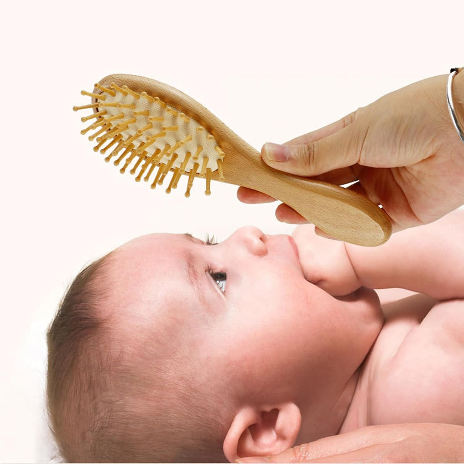 4PC Baby Comb Set-Soft Bristle Goat Hair Brush for Kids,Toddler Hair Brush Grooming Kit for Newborns & Toddlers,Wooden Baby Hair Brushes