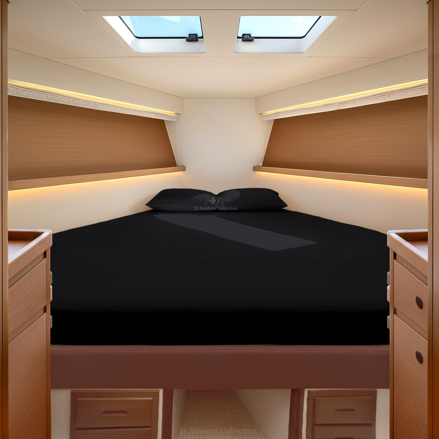 JS Sanders Collection 100% Egyptian Cotton AFT Berth 4 Piece the Best Boat AFT Berth Bedding Fits Mattresses up to 8&rdquo; Depth Sheet Set - 600 TC Navy Blue