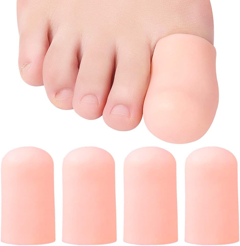 Toe Cushion Tubes Sleeves Soft Gel Corn Pads Protectors for Friction Pain Relief Foot Care Tool Finger Protect (Large X 4Pcs+Small X 4Pcs, Beige)