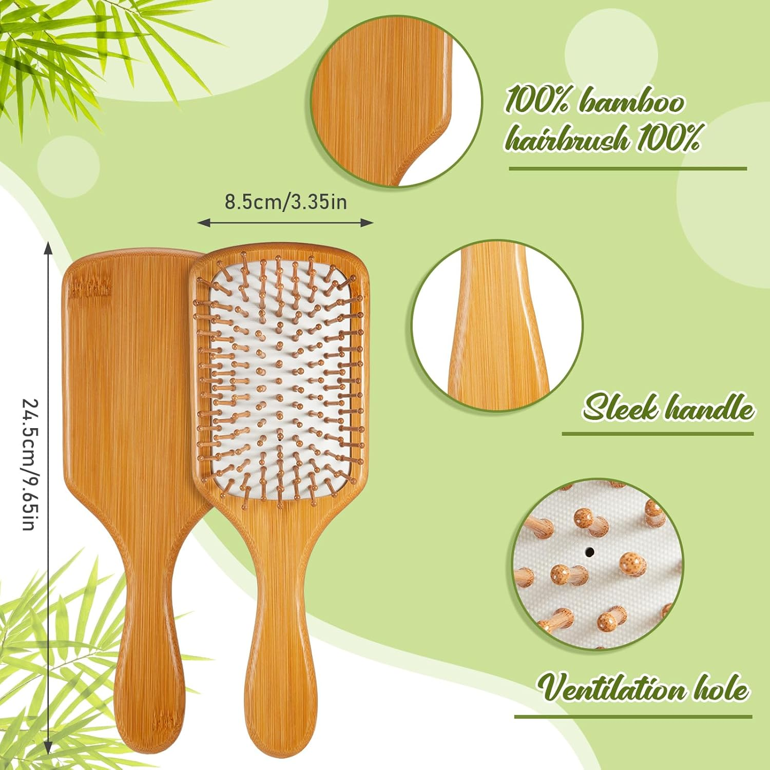 Weysat 48 Pack Bamboo Hair Brushes Bulk Wooden Paddle Detangling Hairbrush with Air Cushion, anti Static Scalp Massage Brush for Women Men, DIY Gift, Salon, Travel, All Hair Types (White) - Natural image number 3