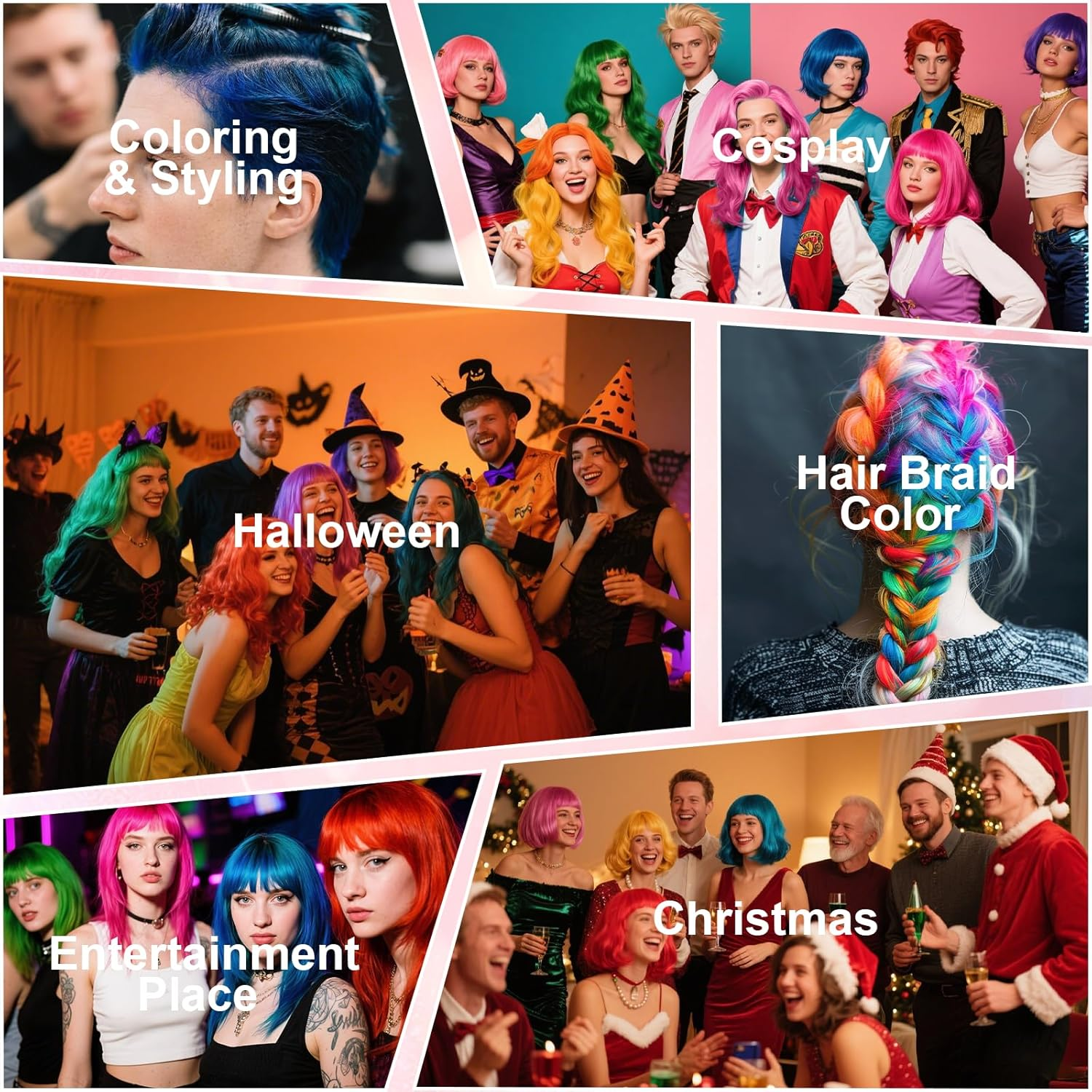 AU Temporary Hair Color Wax Pink - Instant Natural Dye Clay, Non-Damaging & Easy Wash Out, 13 Colours for Men & Women (100G)