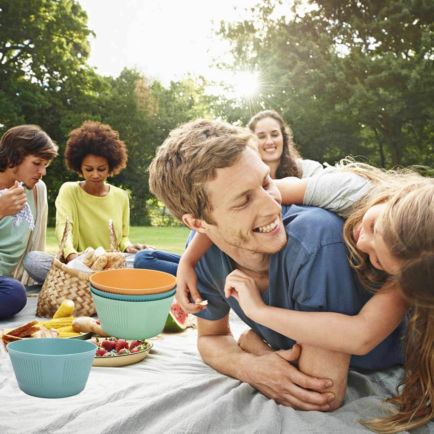 8 Pcs Wheat Straw Salad Bowls Set, Lightweight & Colorful Large (56 Oz) Unbreakable Cereal Bowls, Microwave and Dishwasher Safe Big Bowls for Eating, Serving Oatmeal, Soup and Salad image number 2