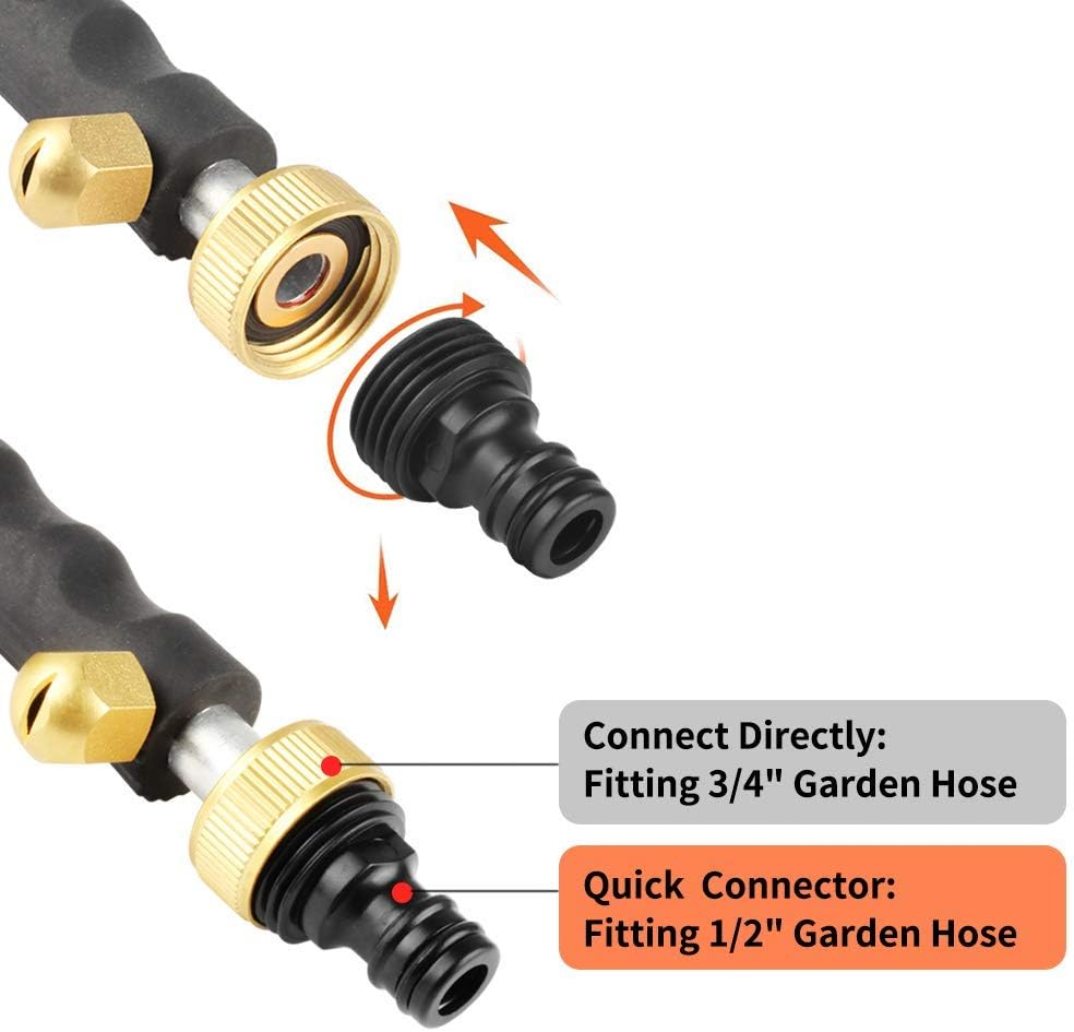 High Pressure Hose Nozzle for Garden Hose, Hydro Jet High Pressure Power Washer Wand, Portable Hydrojet High Pressure Power Washer with 2 Hose Nozzles for Car Washings and Garden Cleaning - Black (3 Nozzles) image number 5