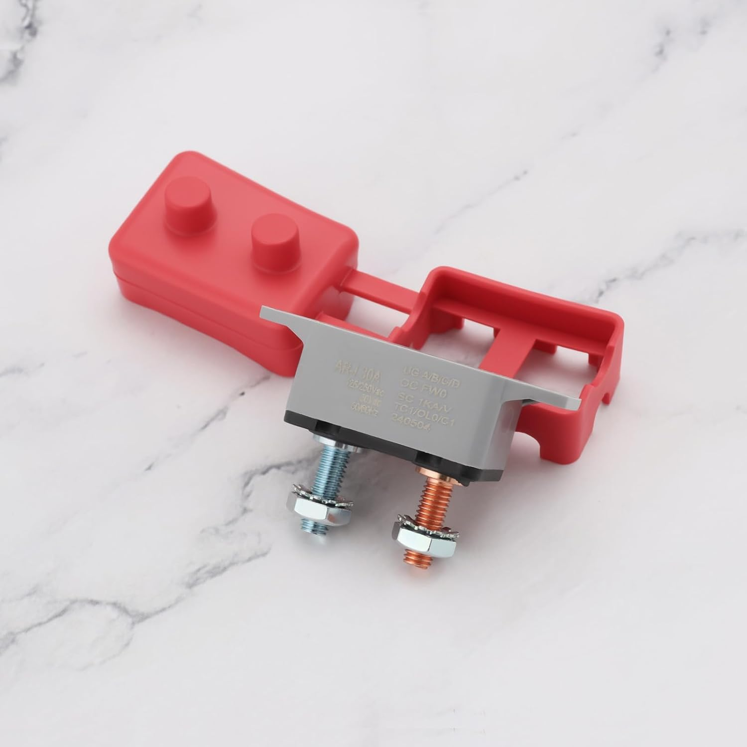 VGOL 2 Sets 30A Automatic Reset Circuit Breaker 6-48V Circuit Breaker Dual Battery Fuse with Cover Bolt for Car Marine Truck RV Buse Mower Motorbike Boat image number 2