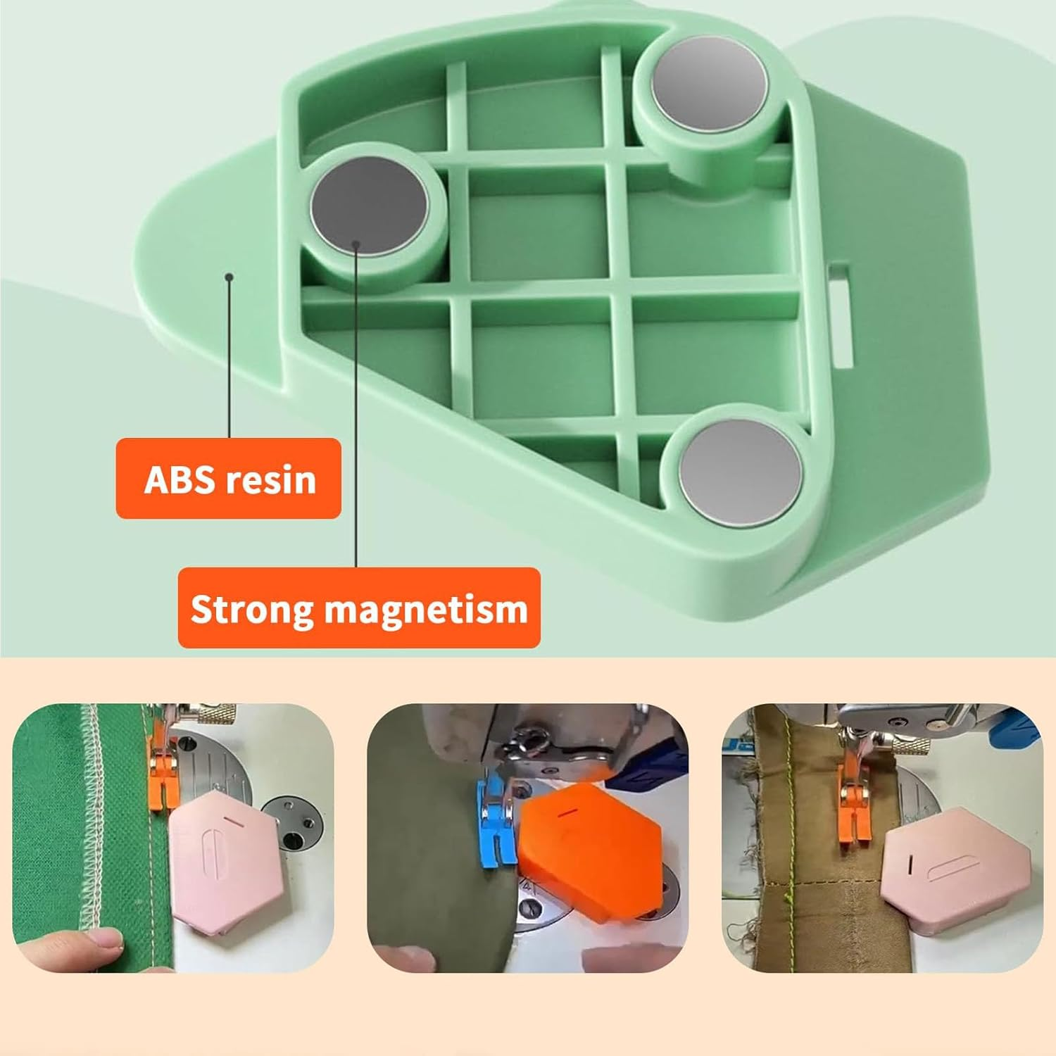 3Pcs Magnetic Seam Guide for Sewing Machine,Multifucntional Polygonal Magnet Seam Hemmer Guide with Scale,Upgraded Universal Sewing Accessory & Supplies for Magnet Making Machines image number 2