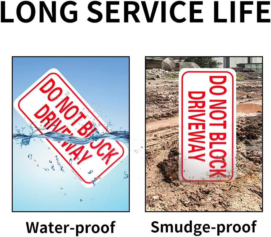 2-Pack Do Not Block Driveway Sign, 14"X 7" .04" Aluminum Reflective Sign Rust Free Aluminum-Uv Protected and Weatherproof image number 3