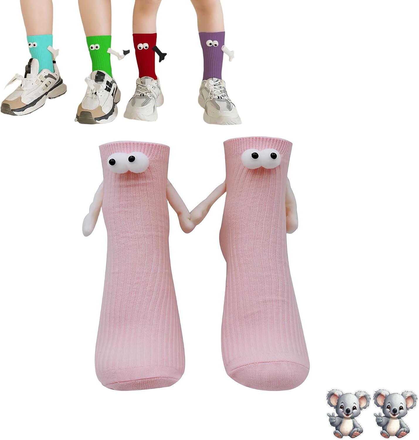 Funny Best Friend Magnetic Hand Hold Sock Couple Buddy Adult Sister Bestie Magnet Weird Match His Her Eye Arm Hug Gag Hilarious Novelty 3D Eyeball Sock Boyfriend Women Men Friendship Silly Fun Gift