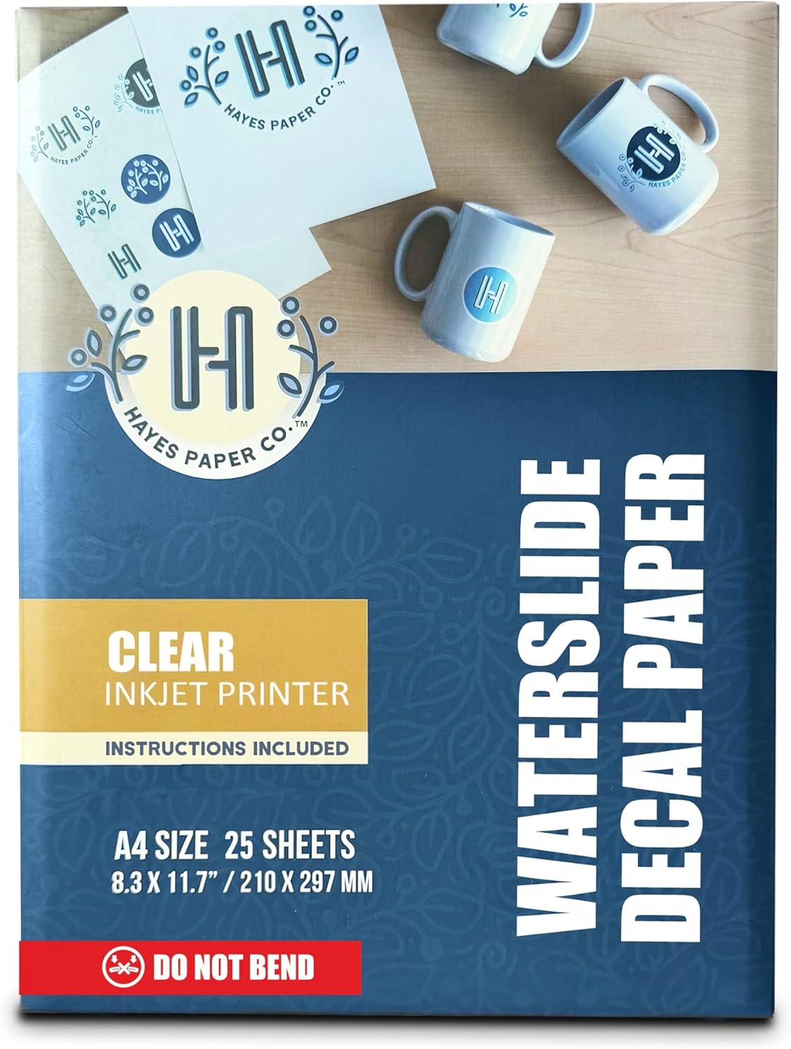 Hayes Waterslide Decal Paper for Inkjet Printers &ndash; 20 Clear A4 Sheets (8.25 X 11.7) | Quick Dry, Strong Adhesion, Easy Application | Premium Transfer Paper 200Gsm for DIY Crafts