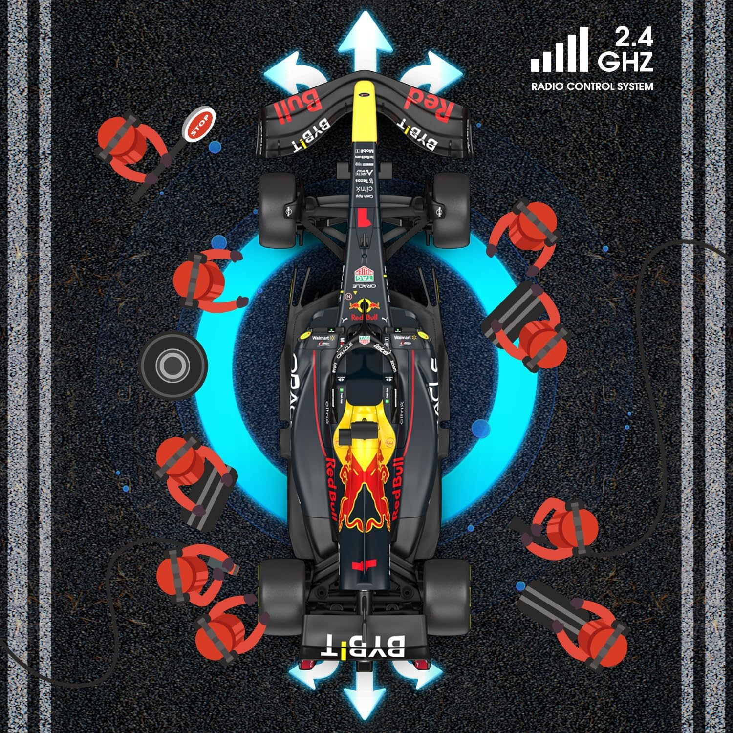 Rastar 1/12 F1 Red Bull Car, Oracle Red Bull Racing F1 RB18 Remote Control Car Model, New 2022 Red Bull Racing Formula 1 Max Verstappen, 2.4G image number 3