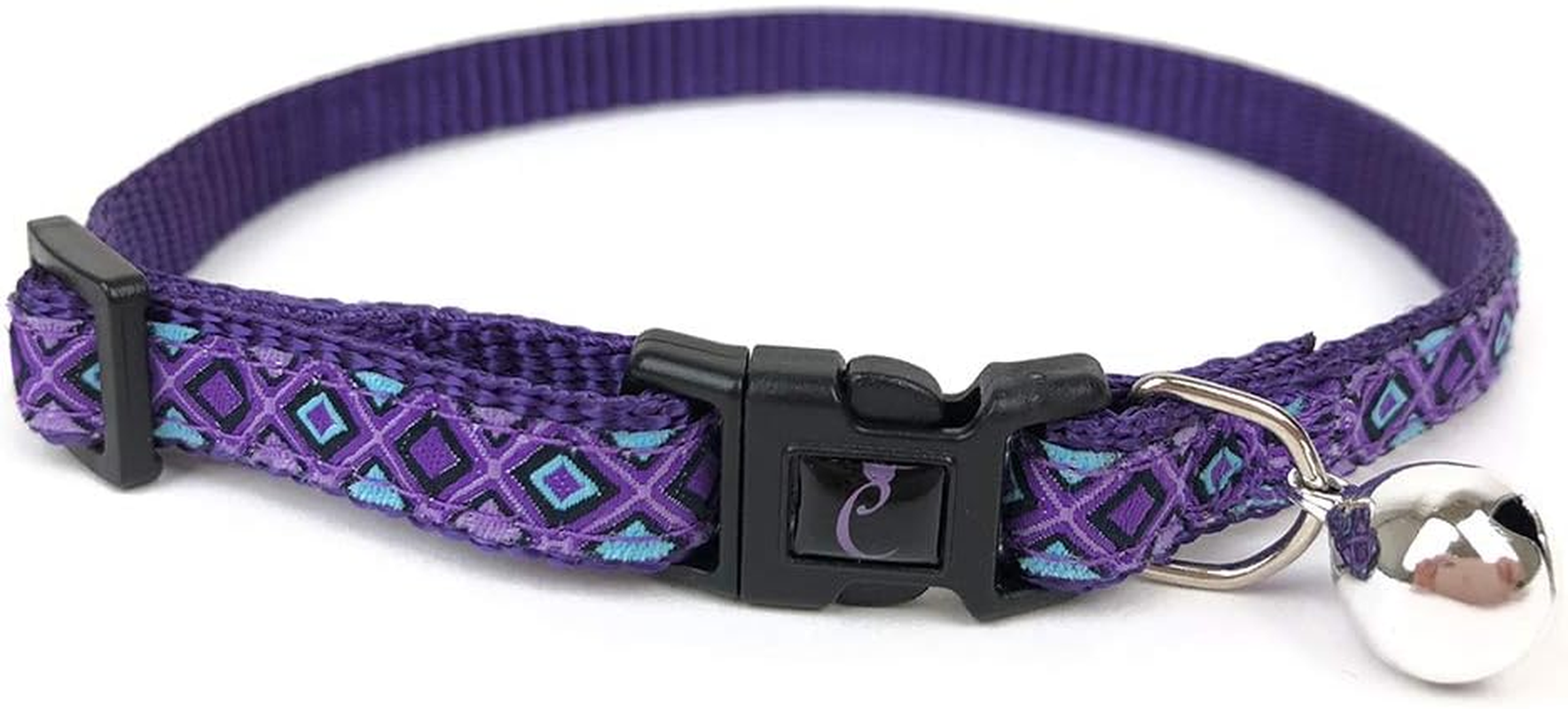 Cattitude Cattitude Classic Cat Collar, Turquoise, Blue - Cat Collars with Bells, Adjustable Nylon Strap, Safety Release Breakaway Buckle, Kitten, Puppy, Small Dog