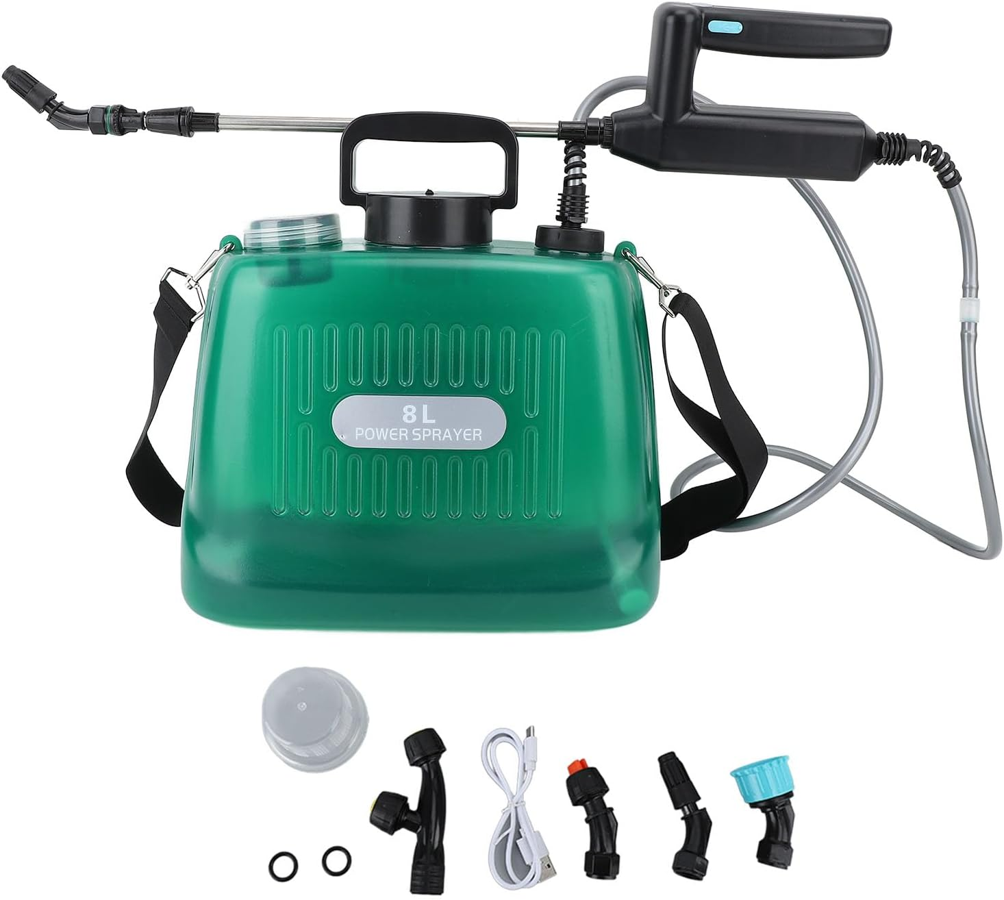 2.1 Gallon Battery Powered Sprayer, USB Rechargeable Electric with 4 Mist Nozzles, Portable Garden Sprayer for Lawn, Cleaning Car (Green) image number 3