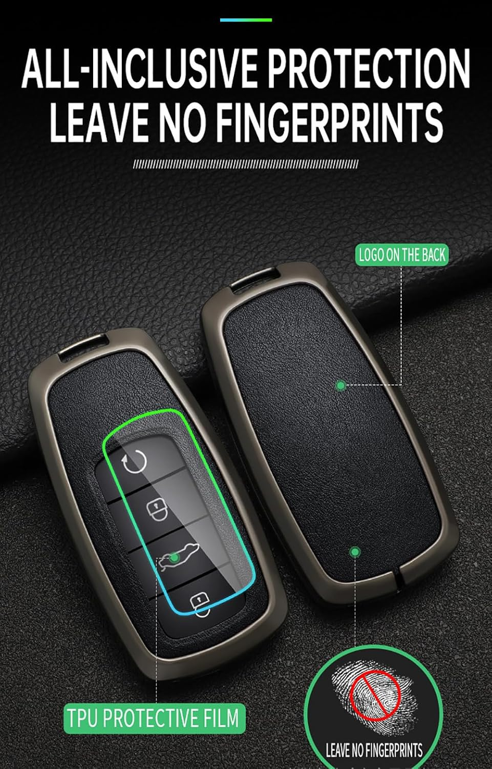 Ontto Alloy Car Key Fob Cover Fit for Chery Tiggo 8 Pro plus New 5 plus 7 Pro Tiggo 7 Pro Max Omoda 5 C5 Key Holder Smart Leather Key Case Shell Bag Keyring Keychain Auto Styling Accessories Black 3 - Black 1 image number 7