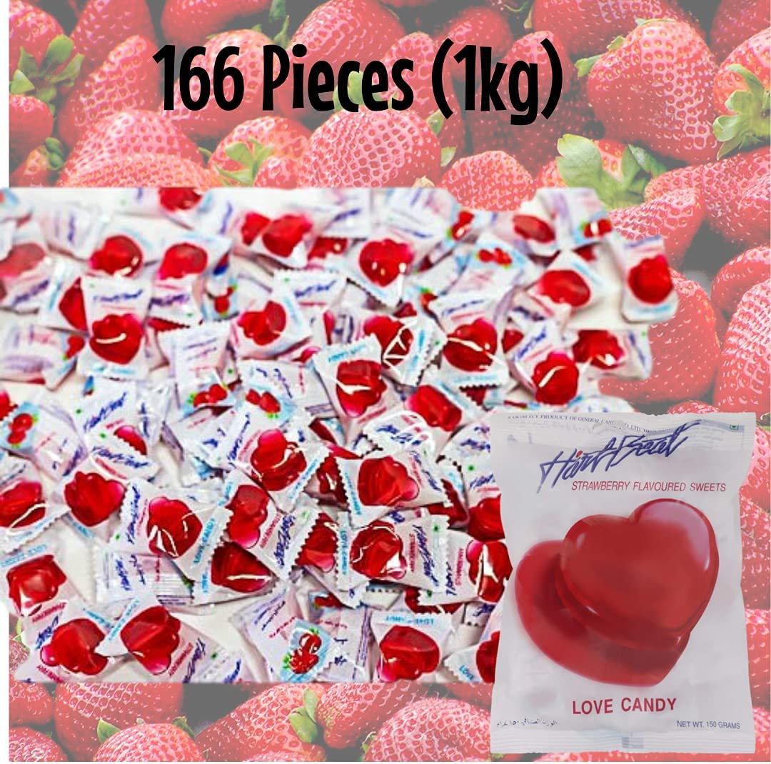 Heart Beat Jumbo Love Candy Strawberry Flavour 6G Each - Bulk Value Pack 166 Piece Pack (1Kg) image number 4