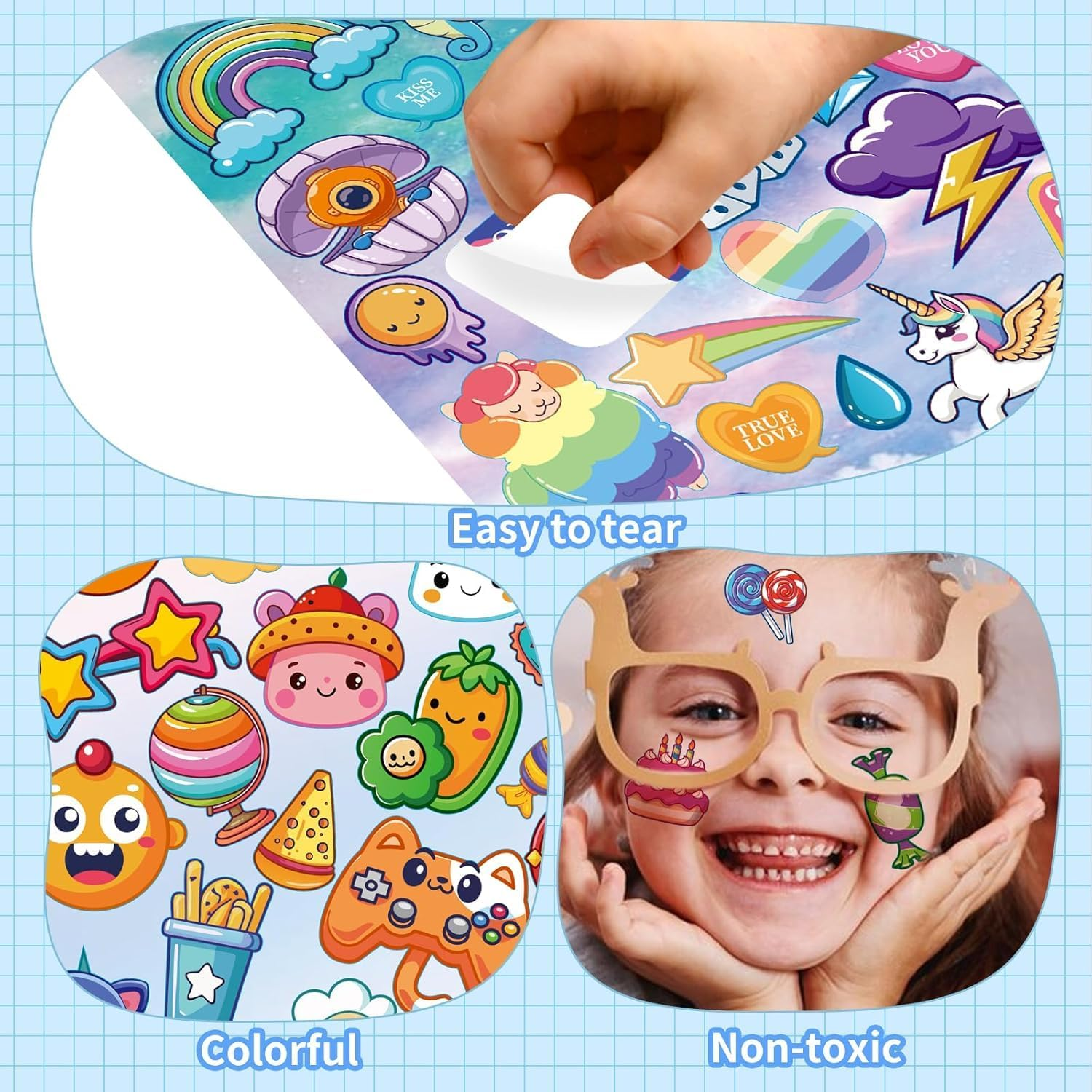 1000+ Cute Animal Sticker Book for Kids,Spiral Bound Sticker Book,Unicorn,Space,Letter,Fruits,Foods,15 Themes 30 Pages Stickers, Water Bottle Stickers Packs for Girls Teens