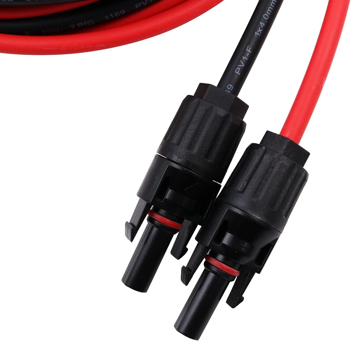 ZONADA Pair of 5M 4Mm2 Single Core Extension Cables with Connectors (Male & Female) for Solar Panels and Solar Systems 5 Meters (16 Feet) Cable with Plug in Both End