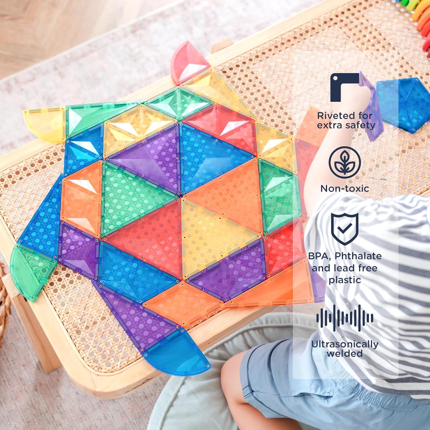 CONNETIX Magnetic Tiles Rainbow Shape Expansion Pack, 36 Pieces image number 2