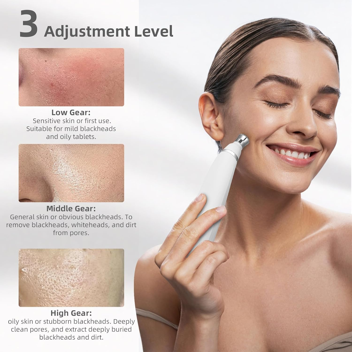 Iebilif Diamond Microdermabrasion Machine, 3 Modes Diamond Microdermabrasion Dermabrasion Machine for Blackhead Removal, Professional Portable Home Travel Microdermabrasion Device image number 6