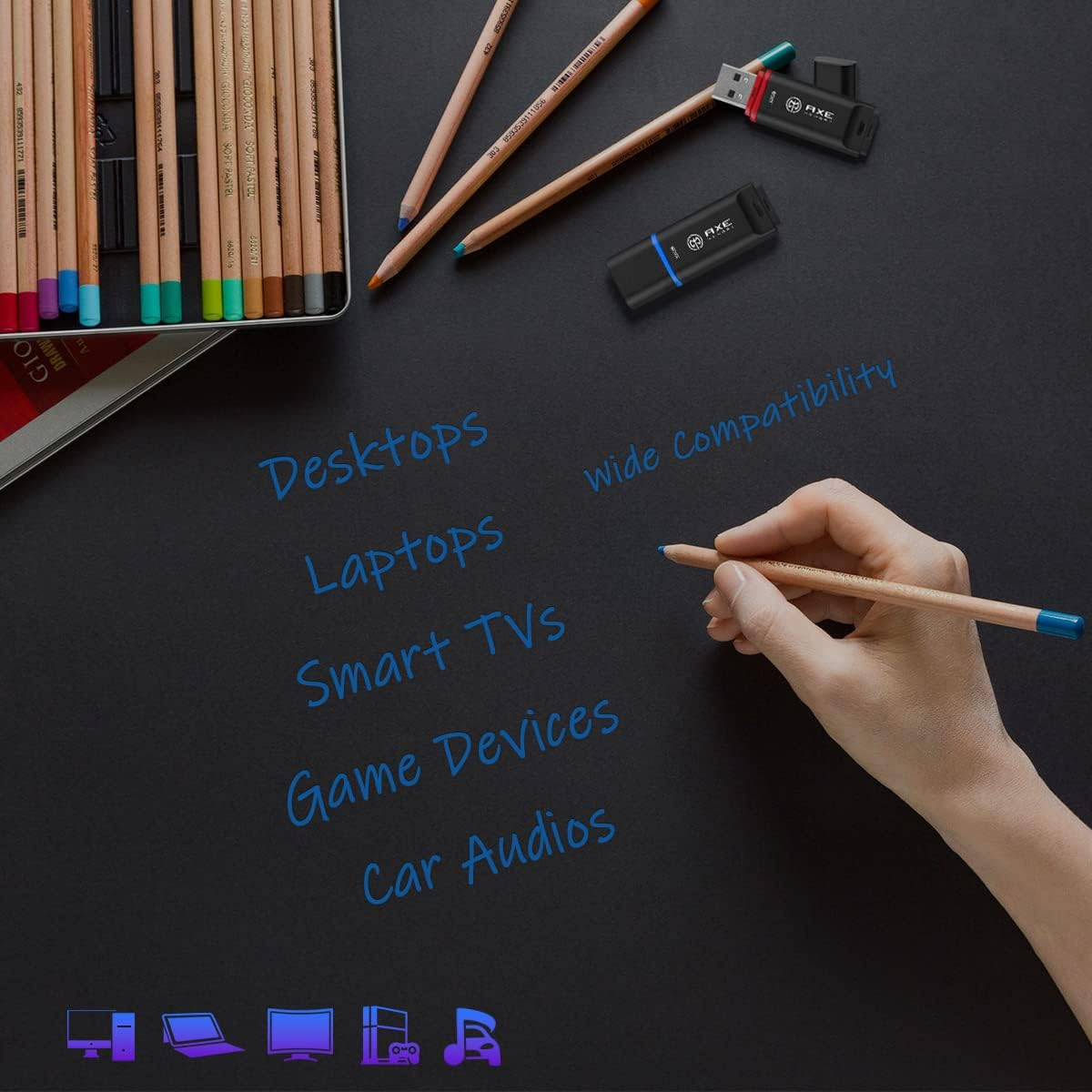 AXE MEMORY USB Drive 3-Pack 32GB USB 2.0 3X Matte Black Flash Drives image number 3