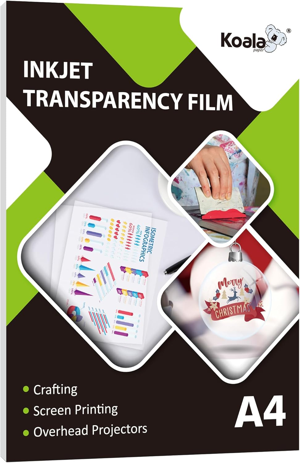 Koala Inkjet Transparency Film 25 Sheets 100% Clear Transparency Paper for Inkjet Printers, for Crafting, Overhead Projector, Screen Printing A4 Size image number 3