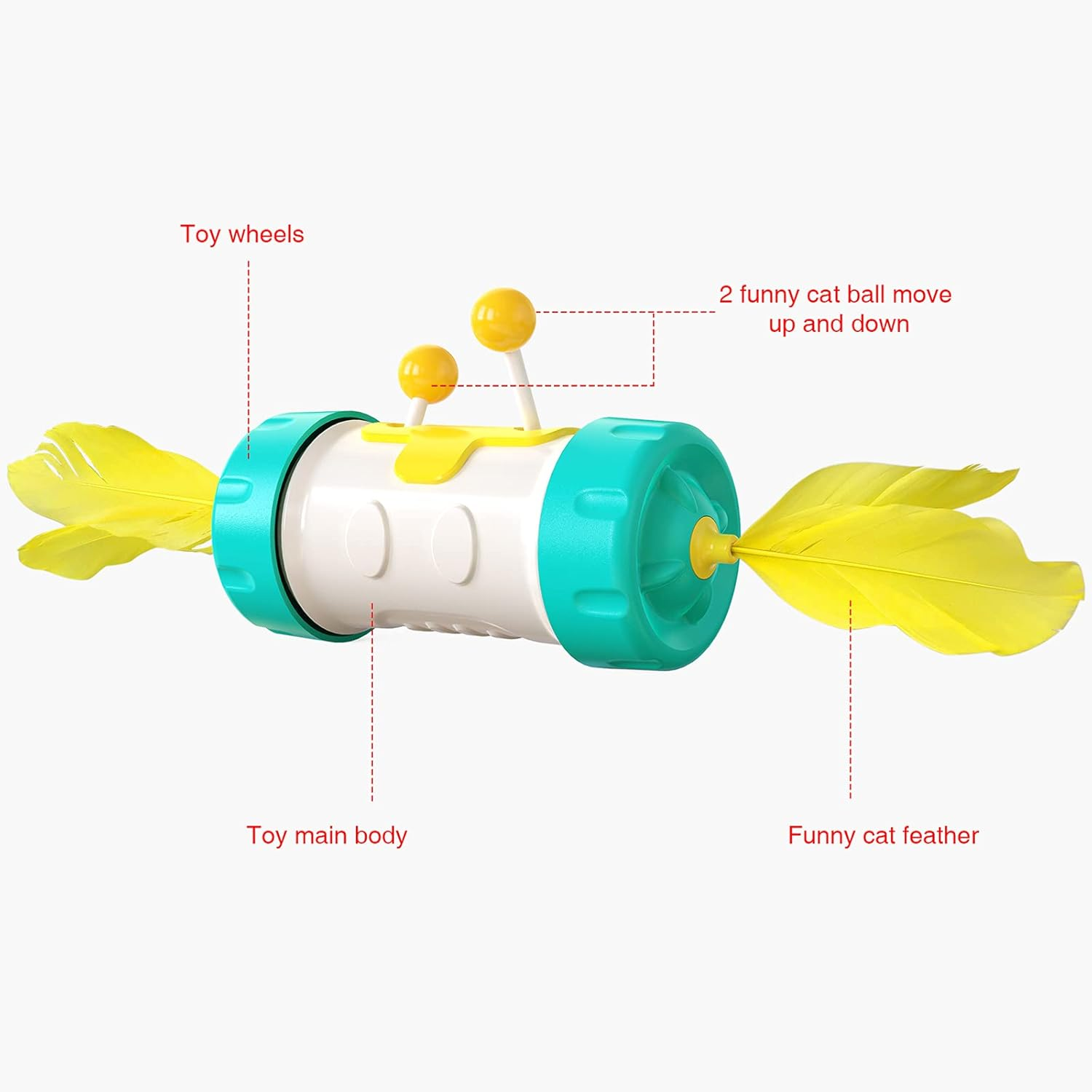Interactive Cat Toys for Indoor Cats Automatic Cat Feather Toy Cat Swing Wand Chaser Training Toy for Cat Kitten /252 (Color : Turquoise)