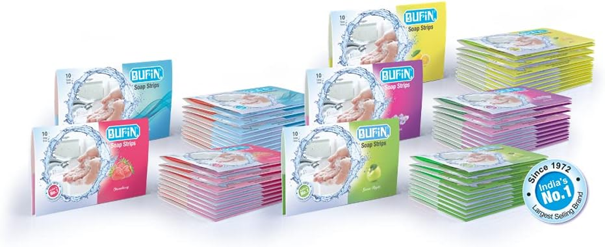 BUFIN Premium Paper Soap Strips Booklets for Travelling Hand Wash/Face Wash Catch Covers 100 Units