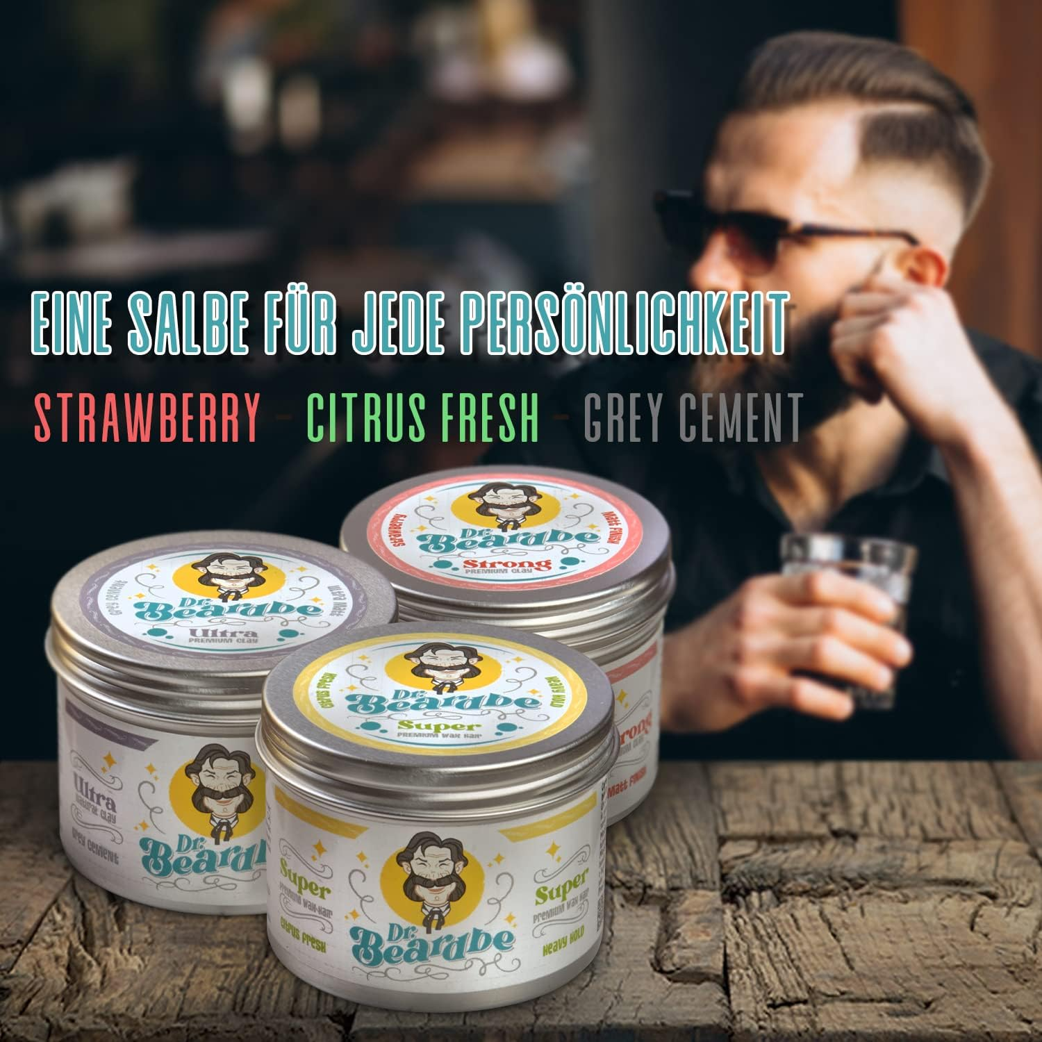 BEARDBE Super Strong Hair Wax Pack for All Hair Types with Gift Comb, Citrus Aroma and Extra Strong Hold, Intense Shine (Super Strong)