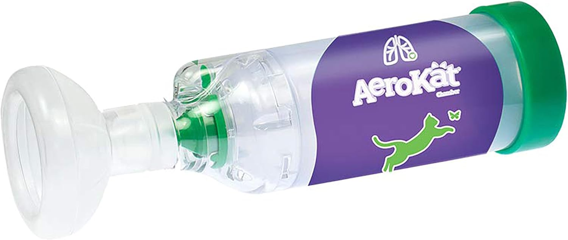 AEROKAT Cat Asthma Aerosol Chamber &ndash; Easy to Use Inhaler Spacer &ndash; Asthma Relief for Cats &ndash; Asthma Spacer Compatible with Metered Dose Inhalers (MDI) for Allergies & Cat Wheezing &ndash; Fits All Breeds