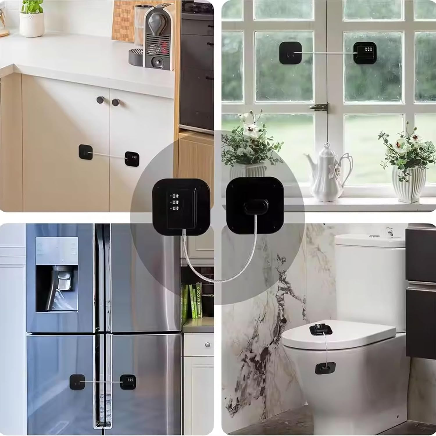 JANGJANG Fridge Lock and Drawer Lock, Heavy Duty Combination Lock for Cabinets and Refrigerators, Easy Install No Keys Needed, Child Safety Kitchen and Home Security Lock,(Black-1Pack) image number 4