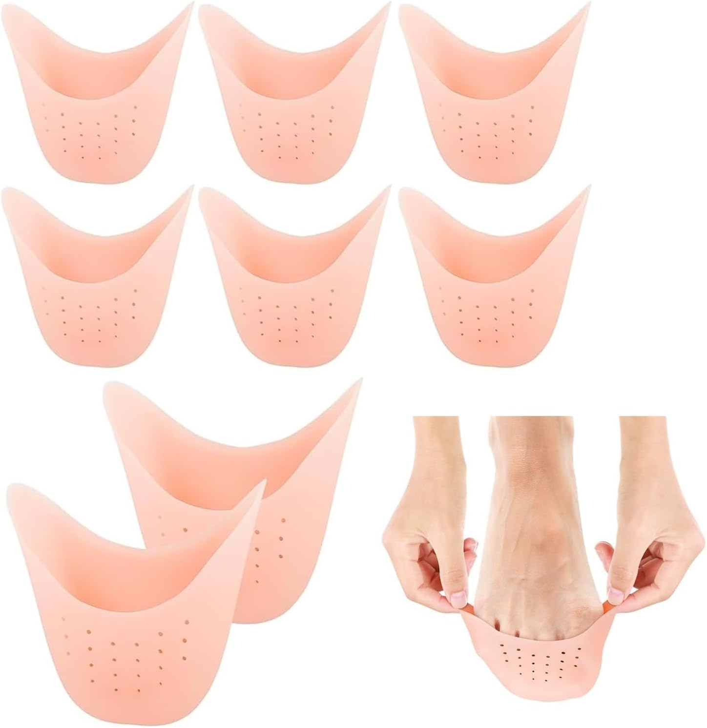8 Pcs Ultra-Soft Silicone Toe Caps Protectors with Breathable Holes - Gel Ballet Pointe Pads & High Heels Comfort Sleeves | Pain Relief for Dancers/Office Workers, Anti-Friction Design for Sports image number 2
