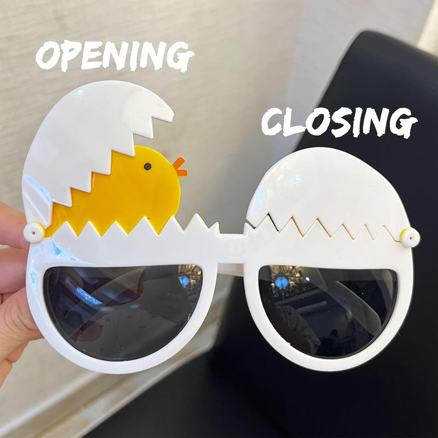 Buzopuw Easter Party Glasses -2Pcs Plastic Egg Chick Glasses for Adults Costume Accessories- Spring Birthday Party Favors