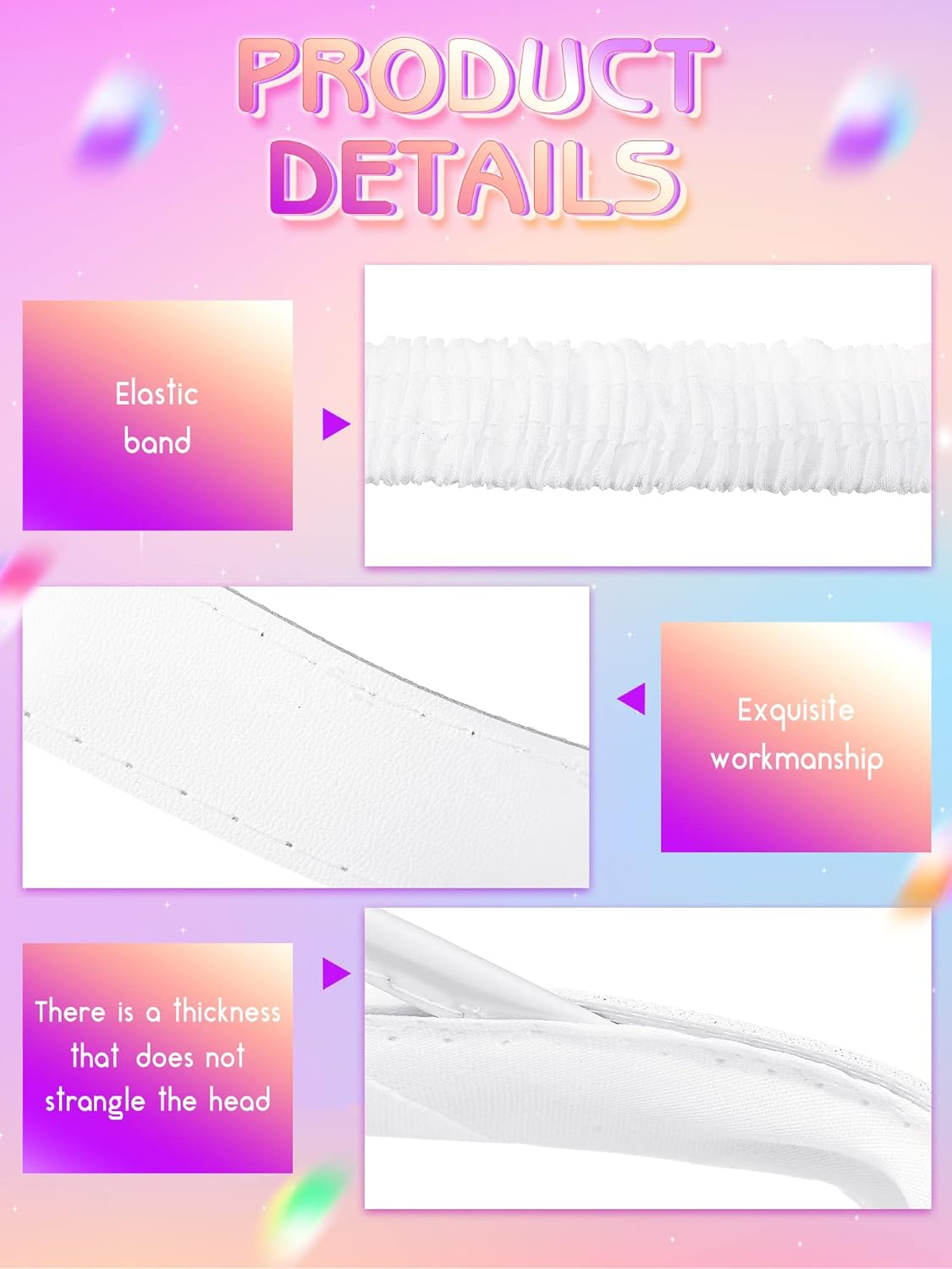 Geyoga 6 Pcs Pink Clear Sun Visor Hats Plastic Sun Visor UV Protection Golf Cap Unisex PVC Transparent Visor Cap for Women Men, Gradient Purple, One Size image number 2