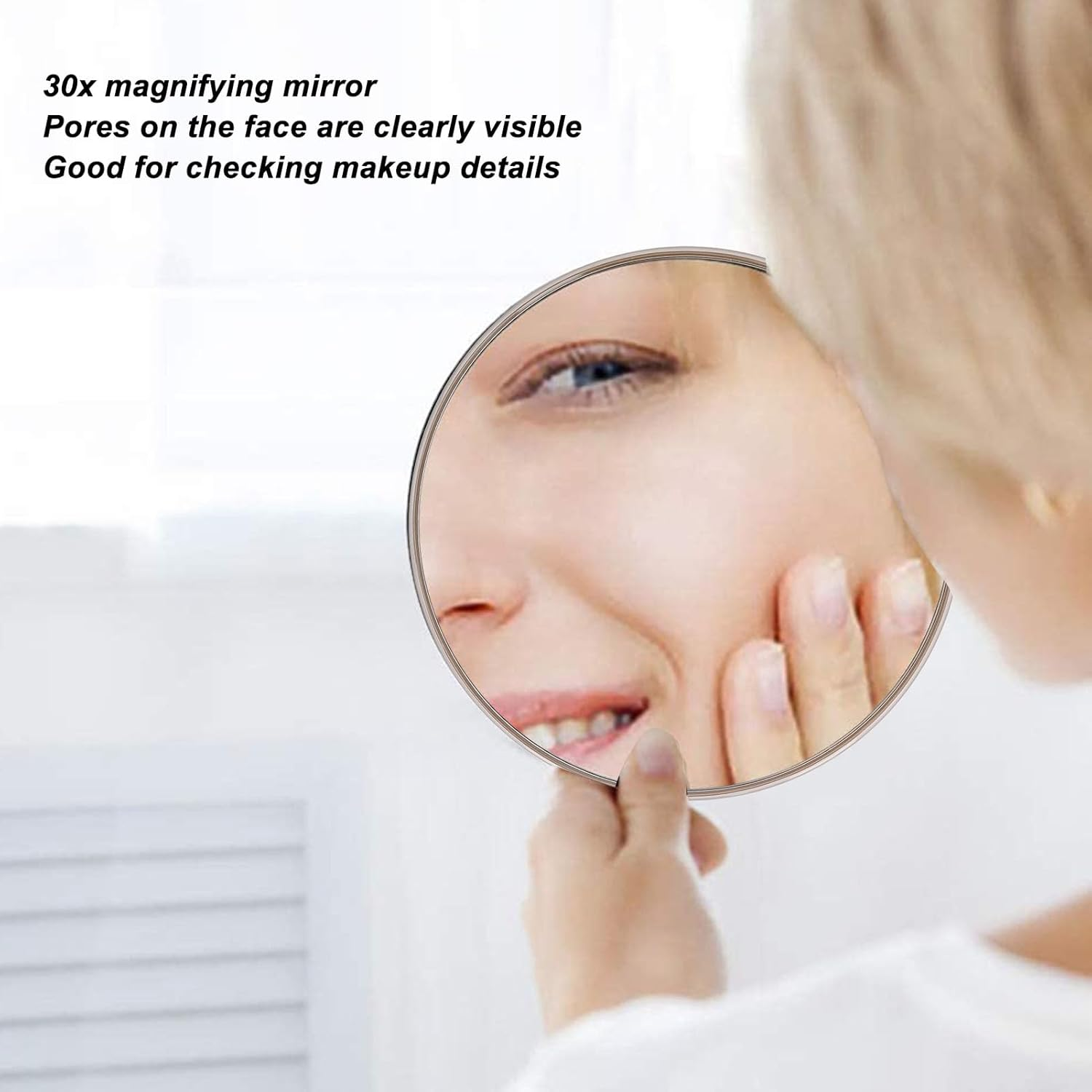 30X Magnifying Mirror, 6 Inch Signal Sided Magnifying Makeup Mirror with 3 Suction Cups, Portable Wall Mounted round Travel Bathroom Mirror, Suction Vanity Mirror (Gold) image number 3