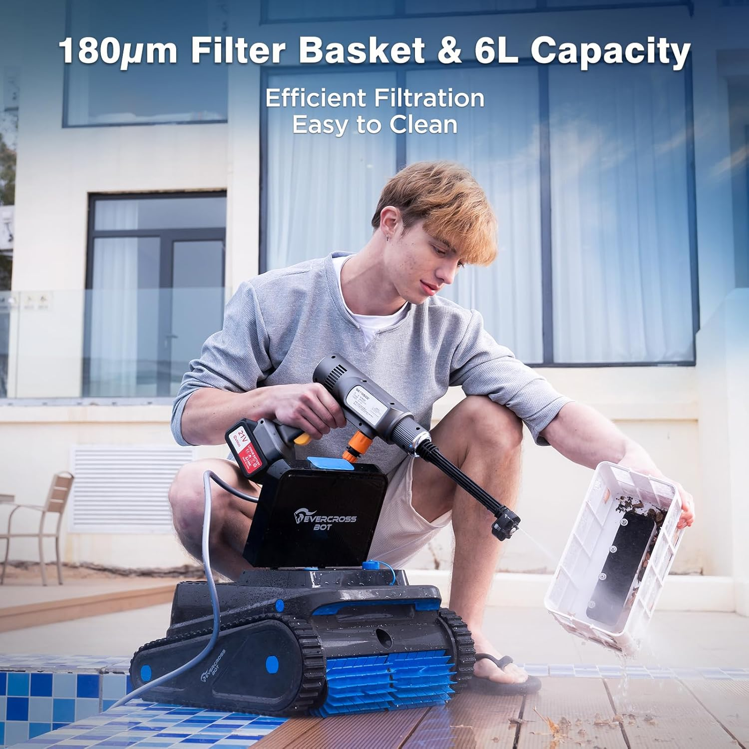 U8 Cordless Robotic Pool Cleaner, Automatic Route Planning and Docking, Four Cleaning Modes-Floor/Wall/Waterline/Auto with App Control, 120 Mins Lasting, Ideal for Pools up to 200㎡ image number 5