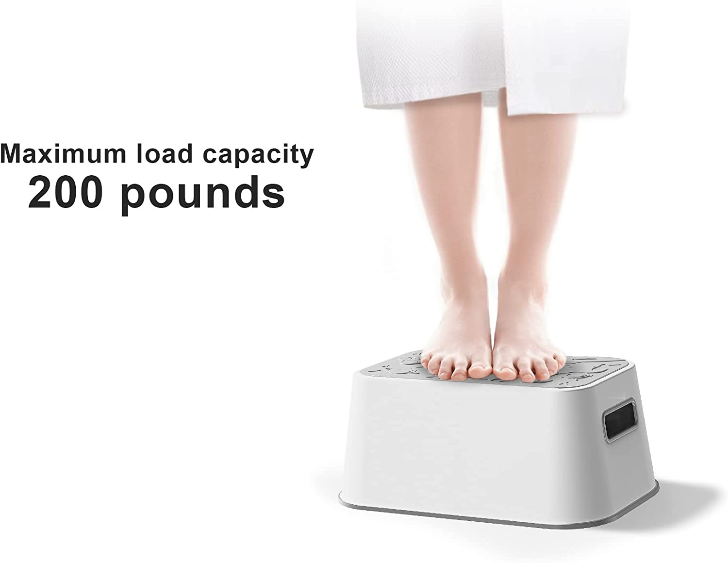 UNCLE WU Kids Step Stool - Lightweight and Easy to Clean - Bathroom Safety Bottom as Potty Training Stool - Slip-Resistant Surface1 Step Stool for Kids/Adult (Gray White) image number 5