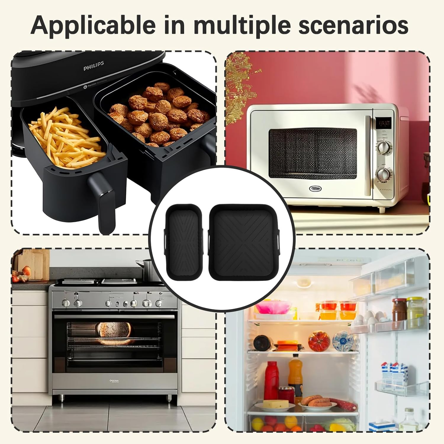 Fiohiros Reusable Silicone Air Fryer Liners for Philips,Silicone Air Fryer Liners Dishwasher Safe, Bpa-Free High Heat Resistant (230&deg;C) with Handles Philips Air Fryer Accessories image number 3