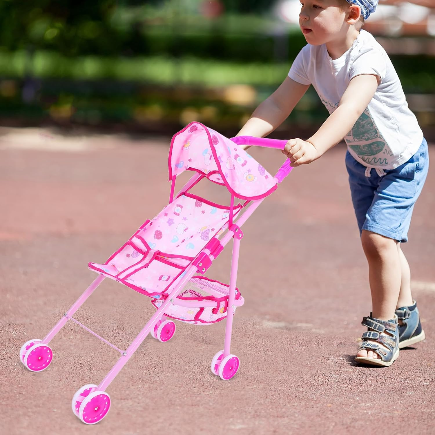 Alasum Baby Doll Stroller Play Toy Doll Stroller Push Pram Baby Carriage for S Toddlers Girls Toys for Girls Pram Childs Play image number 2