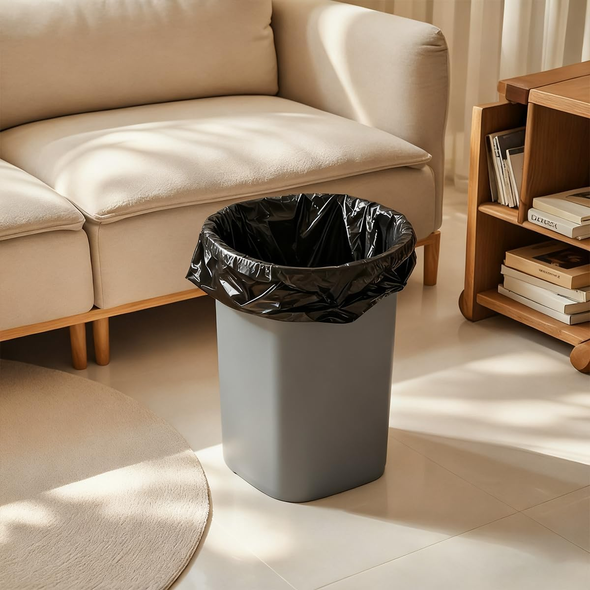 5L Bin Bags Small Trash Bags 1.2 Gallon Garbage Bags Bathroom Bin Liners,Strong Compost Bags,Black,120 Count